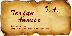 Teofan Ananić vizit kartica